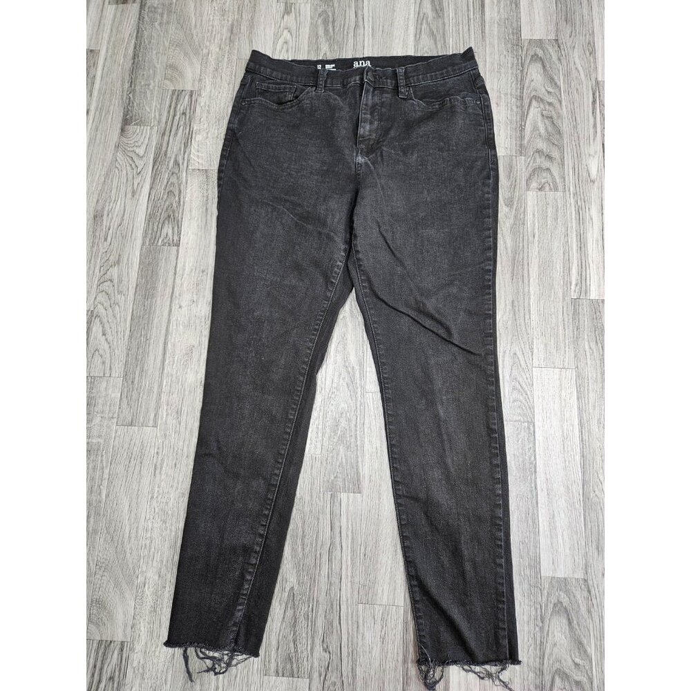 (3/$35) a.n.a Skinny Jeans Womens 12 High Rise Distressed Raw Hem Stretch Denim
